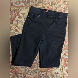 SPANX Pull On Jegging Jeans Mid Rise Dark Wash Black Denim Size M